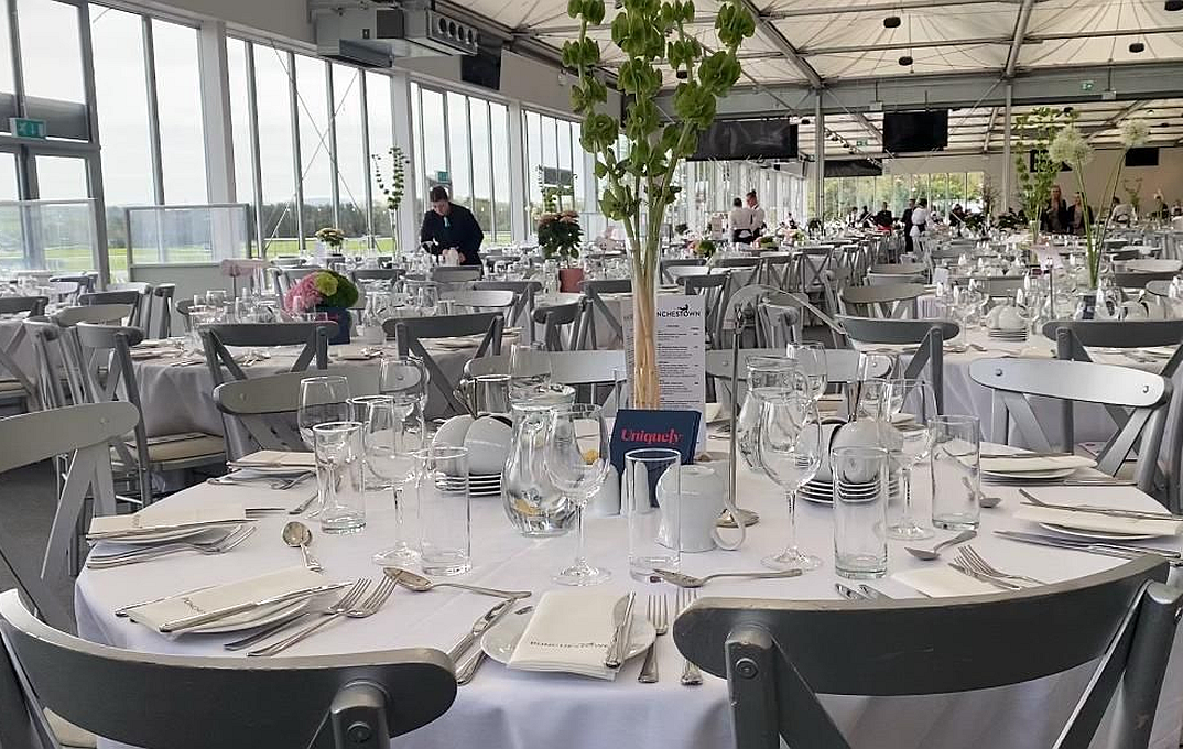 tables set and ready for guests at Punchestown